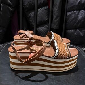Kate Spade Brown and White Platform Sandals